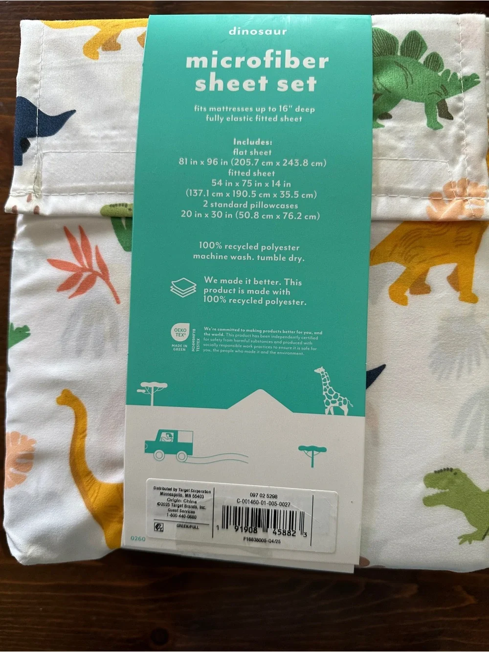 NWT Pillowfort Dinosaur Microfiber Full Sheet Set
